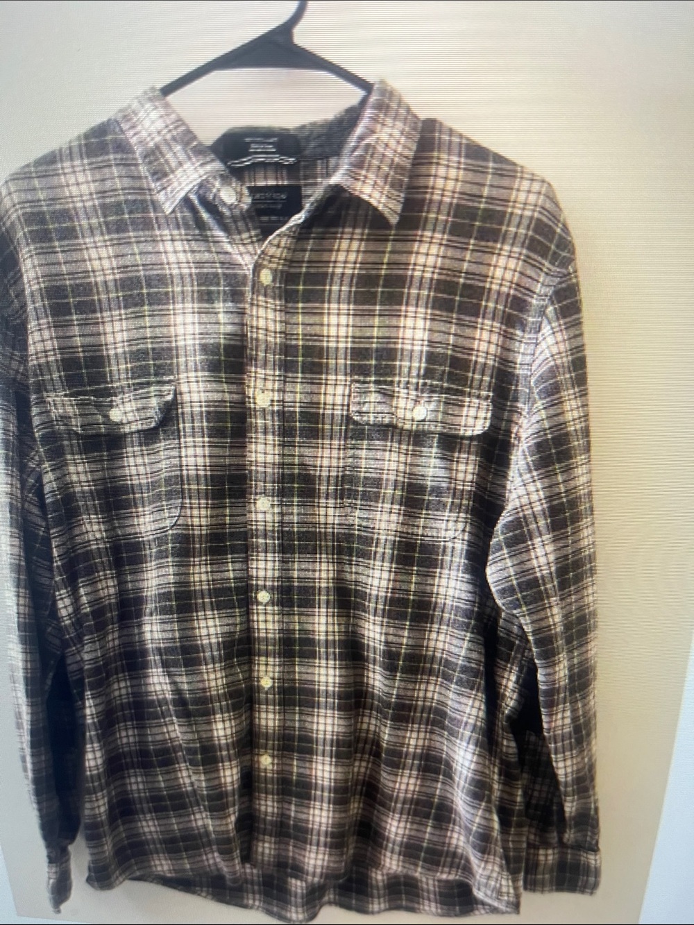 L.L. Bean Brown and Cream Plaid Button-Down Shirt